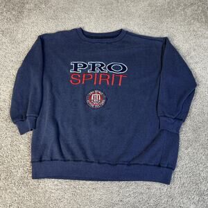 Vintage Pro Spirit Sweatshirt Mens L Blue Fleece Pullover Embroidered Logo